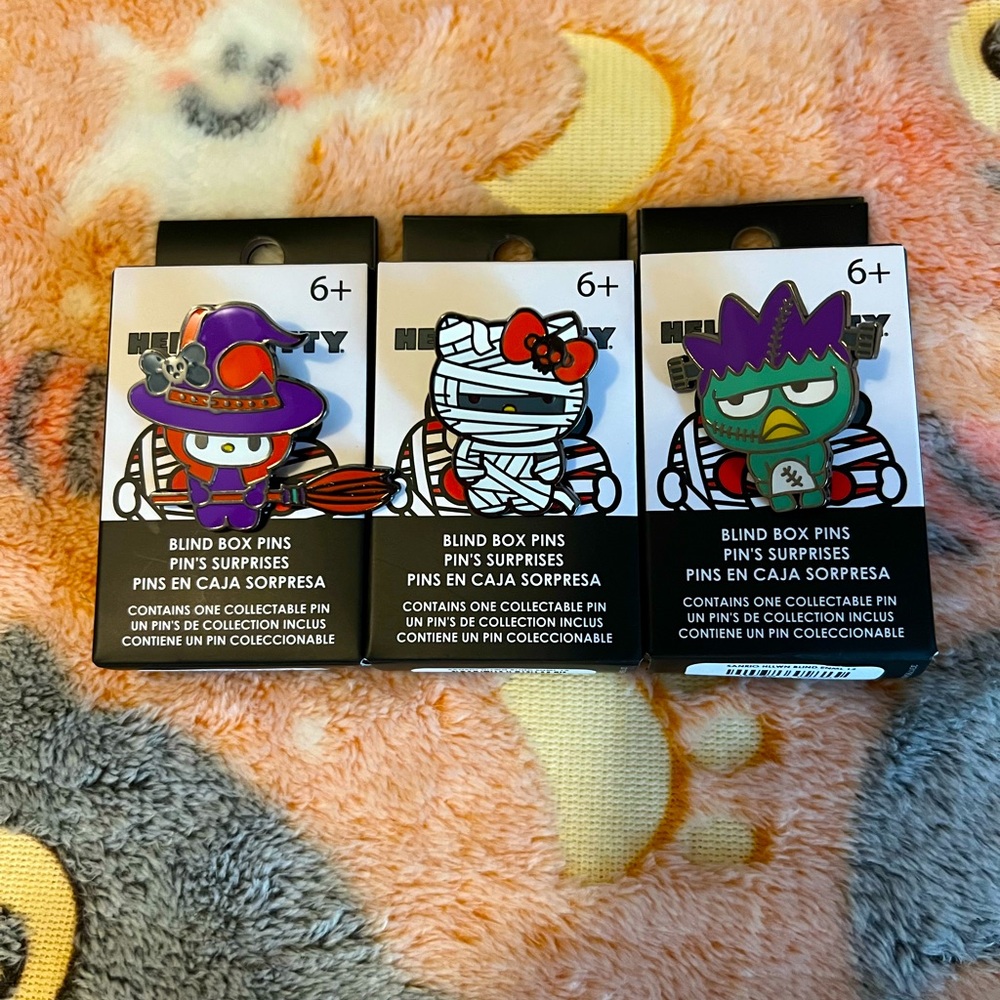 Rare Hello Kitty Halloween Blind Box Enamel Pins: Witch, Mummy & Frankenstein 🎃